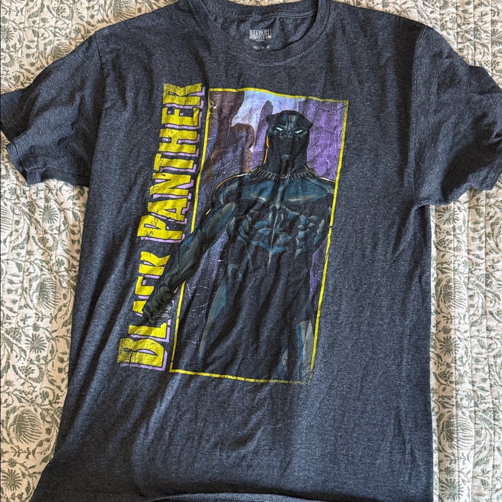 Marvel Black Panther Graphic Tee - Dark Gray with Yellow Accents